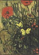 Poppies and Butterflies (nn04) Vincent Van Gogh